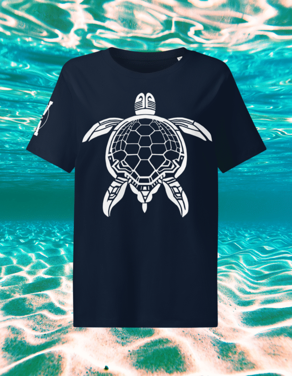 Women White Turtle Navy Blue